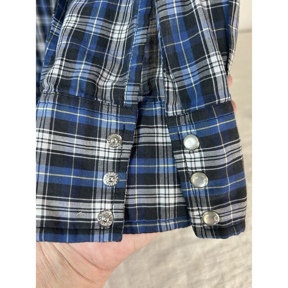 Vintage 1990’s Wrangler Long Sleeve Pearl Snap Button Up Shirt Size Lg - Picture 7 of 10